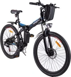 Myatu E-Bike 26-inch E-bike Voor Vrouwen En Mannen, Mountainbike Elektrische Fiets Met 36V 10.4AH Accu En Shimano 21 Versnellingen, 21 Versnellingen, Derailleur, 250 W-Zwart En Blauw -Volare Verkoop 1111x1200