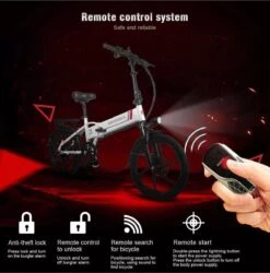 Samebike Elektrische Vouwfiet - Shimano 7 Speed Derailleur - 48V/ 10Ah Lithium Batterij - Aluminium -sportief/modern - 35km/u - Wit -Volare Verkoop 1185x1200