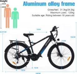 Hitway Elektrische Fiets Off-Road | Electric Mountain Bike | E-bike | 250W Motor | 26 Inch | Zwart -Volare Verkoop 1200x1155