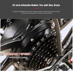 Samebike Elektrische Vouwfiet - Shimano 7 Speed Derailleur - 48V/ 10Ah Lithium Batterij - Aluminium -sportief/modern - 35km/u - Wit -Volare Verkoop 1200x1167