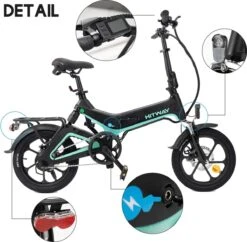 Merkloos Hitway 14F005 Elektrische Fiets E-bike | Opvouwbaar | 250W Motor | 7.5Ah | 16" | Zwart / Groen -Volare Verkoop 1200x1178 4