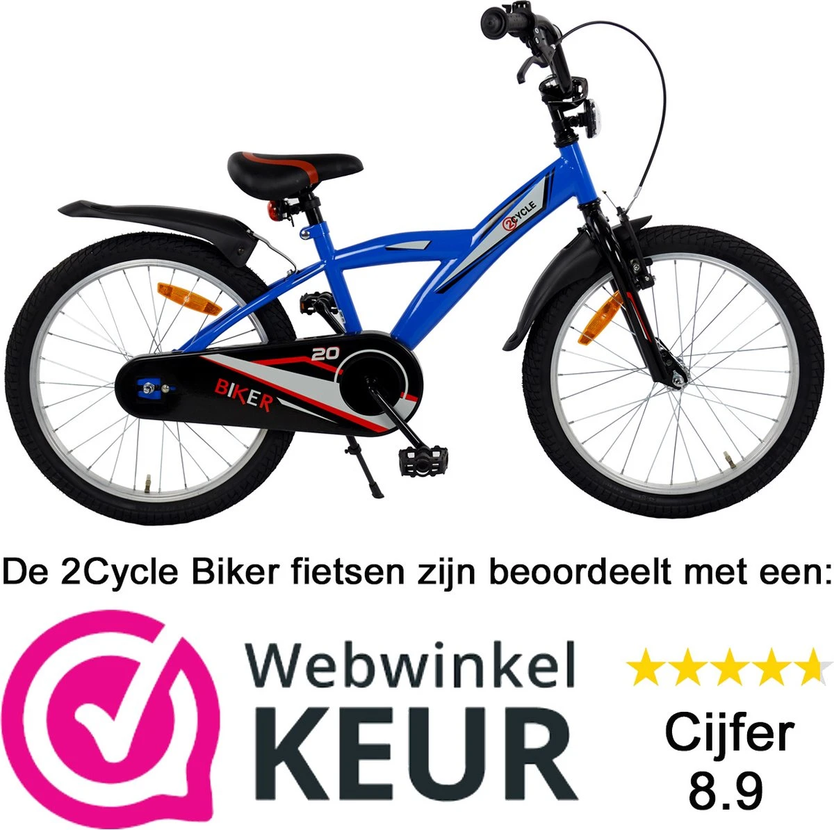 2Cycle Biker Kinderfiets - 20 Inch - Blauw - Jongensfiets 2 2Cycle Biker Kinderfiets - 20 Inch - Blauw - Jongensfiets - Afbeelding 2