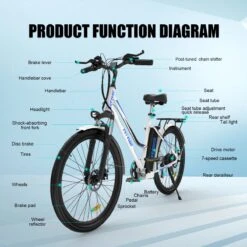Hitway Elektrische Fiets | E-bike Damesfiets | 26 Inch | 250W Motor | Wit -Volare Verkoop 1200x1200 103