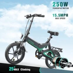 Merkloos Hitway 14F005 Elektrische Fiets E-bike | Opvouwbaar | 250W Motor | 7.5Ah | 16" | Zwart / Groen -Volare Verkoop 1200x1200 136