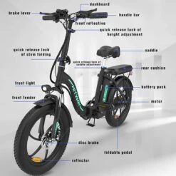 Hitway BK6 Elektrische Fiets | Opvouwbare E-bike | 20 Inch Fat Tire | 350W Motor | 10Ah | Zwart/Groen -Volare Verkoop 1200x1200 143