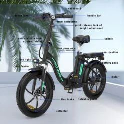 HITWAY E-Bike Elektrische Fiets 20 Inch Fat Tire E-Bicycle Vouwfiets, 250 W, 11,2 Ah Accu, Max. Bereik Tot 35-90 Km, Offroad-mountainbike Met Shimano 7-versnellingen, City EBike Met Slot,Groen Zwart -Volare Verkoop 1200x1200 63