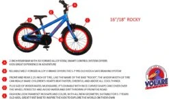 Volare Rocky Kinderfiets - 16 Inch - Zwart Blauw - 95% Afgemonteerd - Prime Collection -Volare Verkoop 1200x698 1