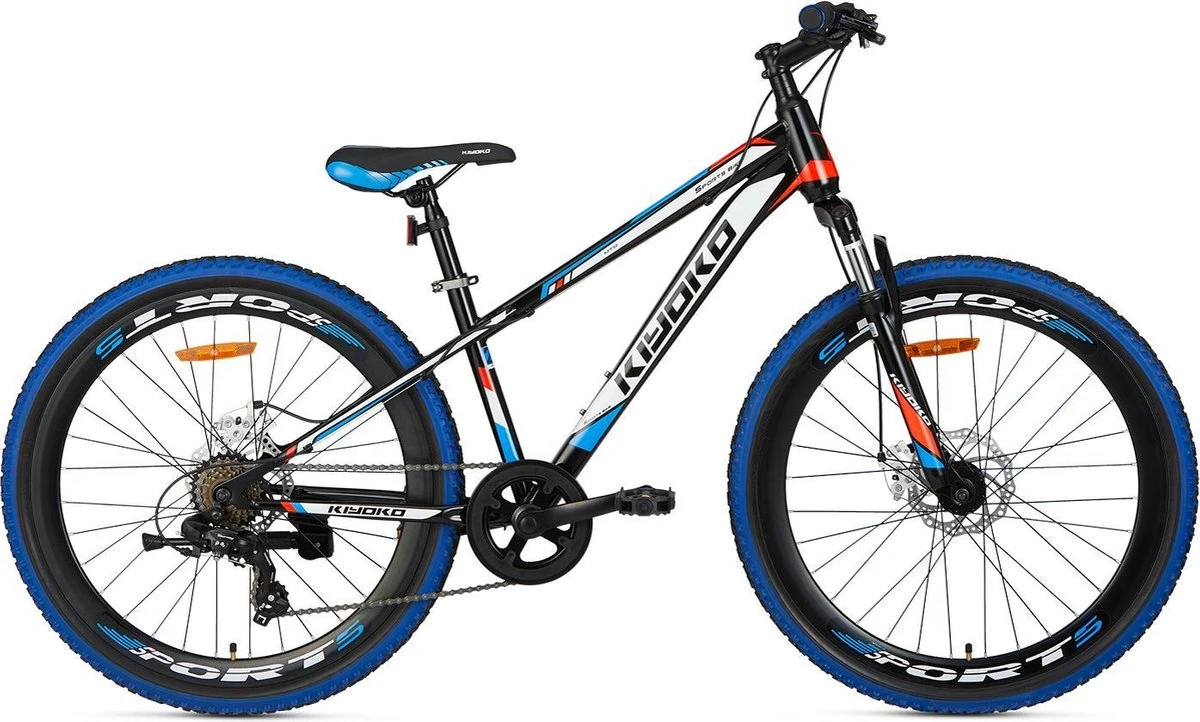 Supersuper Kiyoko Kinder Mountainbike - 7 Versnellingen - 26 Inch - Jongens - Zwart/Blauw 1 Supersuper Kiyoko Kinder Mountainbike - 7 Versnellingen - 26 Inch - Jongens - Zwart/Blauw