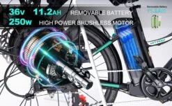 HITWAY 26 Inch E-bike, Elektrische Fiets Voor Heren En Dames, Pedelec Stadsfietsen, 250 W Motor, 36 V/11,2 Ah E-bike, Shimano 7 Versnellingen, 35-90 Km| Wit / Blauw -Volare Verkoop 1200x742 3