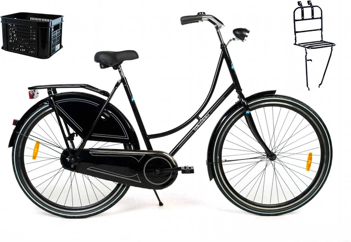 Wheelerz.nl Omafiets 28 Inch / 53cm Zwart | Incl Voordrager & Krat 2 Wheelerz.nl Omafiets 28 Inch / 53cm Zwart | Incl Voordrager & Krat - Afbeelding 2