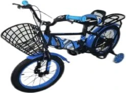 Kinderfiets - 14 Inch Kinderfiets -vanaf 3-5 Jaar Jongens En Meisjes Fietsen - Terugtrap -Rem -Stabilisatoren（2 Zijwieltjes）- Mandje - Achterbank - Blauw -Volare Verkoop 1200x886