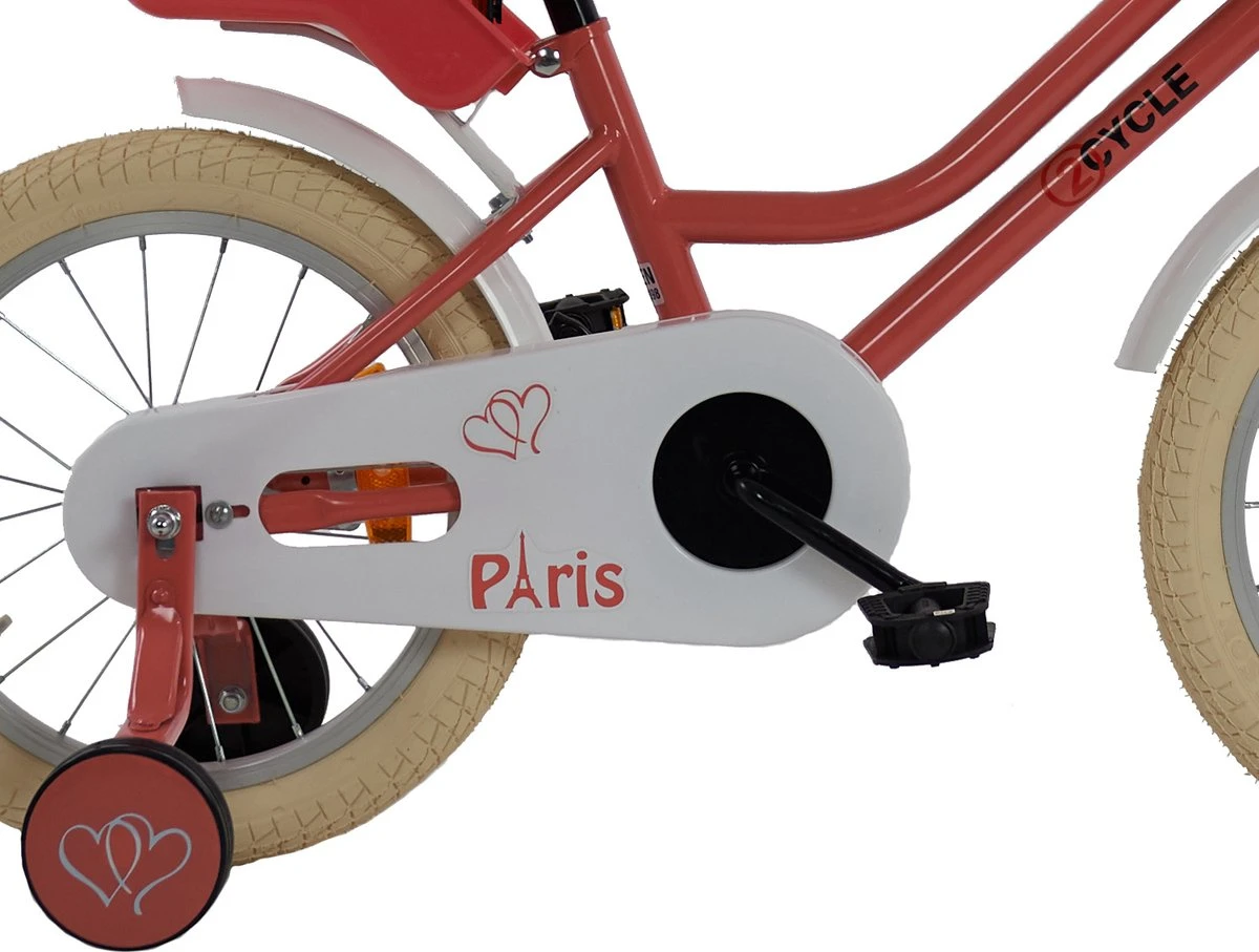 2Cycle Paris Meisjesfiets - 16 Inch - Roze-Wit - Met Poppenzitje - Meisjesfiets 4 2Cycle Paris Meisjesfiets - 16 Inch - Roze-Wit - Met Poppenzitje - Meisjesfiets - Afbeelding 4