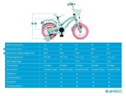 Amigo Lovely Meisjesfiets - Kinderfiets 12 Inch - Turquoise -Volare Verkoop 1200x920