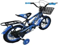 Kinderfiets - 14 Inch Kinderfiets -vanaf 3-5 Jaar Jongens En Meisjes Fietsen - Terugtrap -Rem -Stabilisatoren（2 Zijwieltjes）- Mandje - Achterbank - Blauw -Volare Verkoop 1200x935