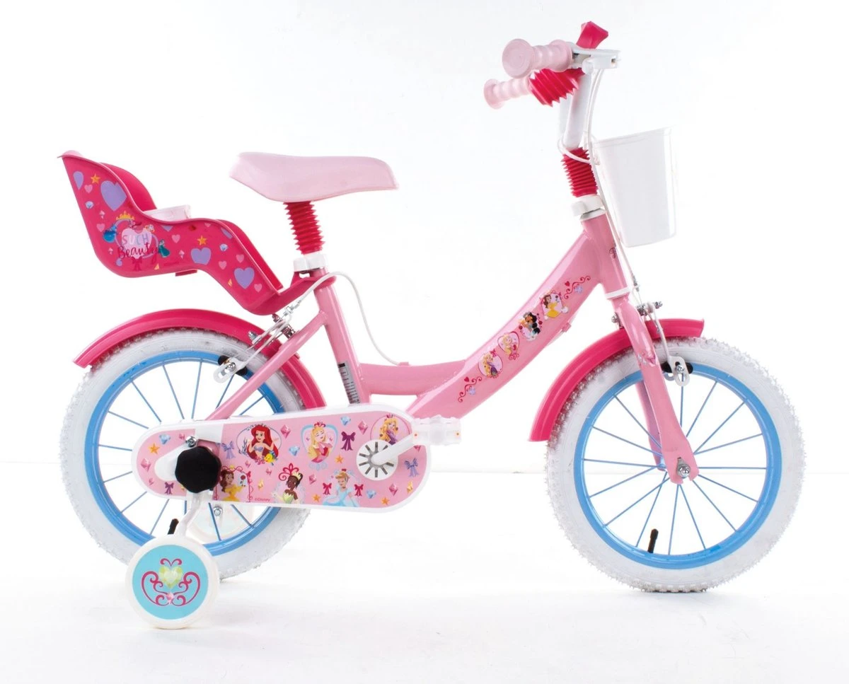 Volare Disney Princess Kinderfiets - Meisjes - 14 Inch - Roze - Twee Handremmen 4 Volare Disney Princess Kinderfiets - Meisjes - 14 Inch - Roze - Twee Handremmen - Afbeelding 4