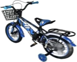 Kinderfiets - 14 Inch Kinderfiets -vanaf 3-5 Jaar Jongens En Meisjes Fietsen - Terugtrap -Rem -Stabilisatoren（2 Zijwieltjes）- Mandje - Achterbank - Blauw -Volare Verkoop 1200x970