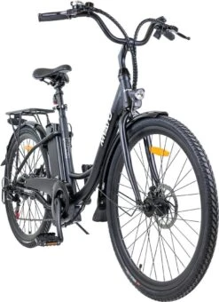 Myatu E-bike 26 Inch City Pedelec Voor Dames En Heren, Elektrische Fiets Met 12,5Ah Accu, 6 Versnellingen Shimano, Derailleur Versnellingen, Achter Motor 250 W-Zwart -Volare Verkoop 871x1200
